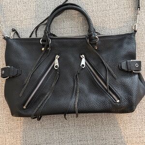 Rebecca Minkoff Large Moto Satchel Black Pebble Leather